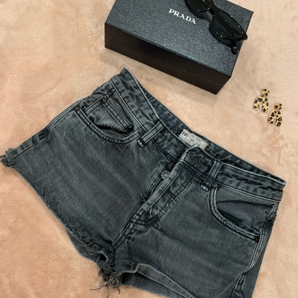 Free People Black Denim Shorts - Picture 1 of 3